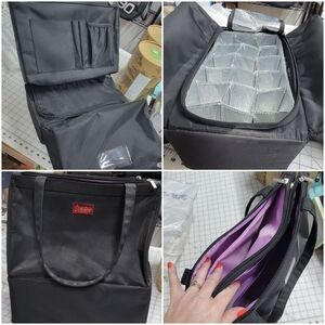 Black Crafting Tote with Purple Interior